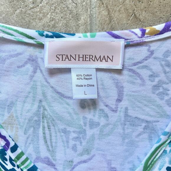 Stan Herman Maxi Dress L Multi-color Floral Resort Beachy Vacation Boho Artsy - Picture 3 of 7
